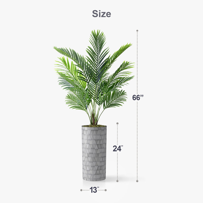 Artificial Tree in Geometric Spiral Pattern Planter, Fake fashion Areca Tropical Palm Silk Tree, Artificial Plant for Indoor and Outdoor Home Decor